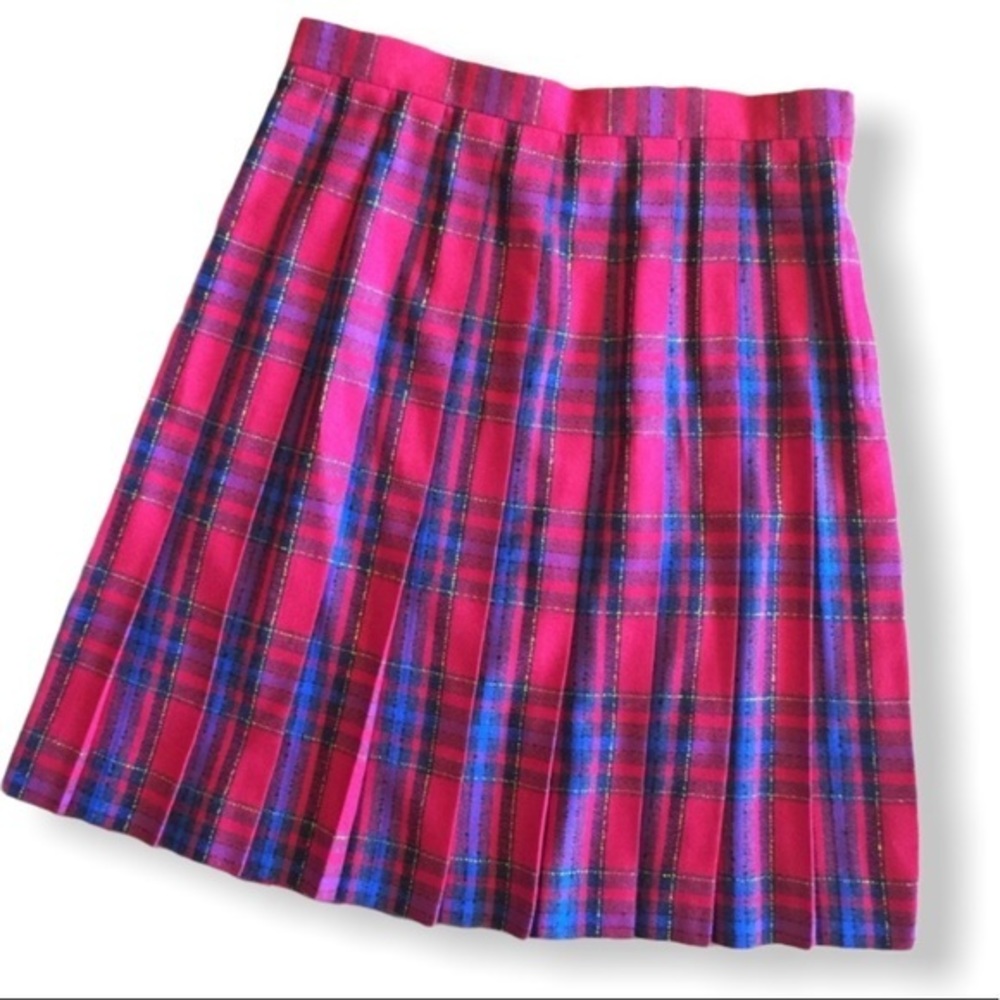 Amanda Fielding Red Plaid Pleated Skirt‎ Vintage NWT